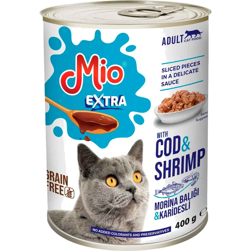 Mio Kedi Konservesi Extra Karidesli Morina Balıklı 400 Gr